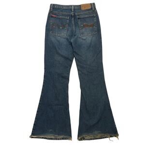VTG Y2K 90's Mudd Jeans Blue Dark Wash Embroidered Bell Bottom Flare Denim 29x32